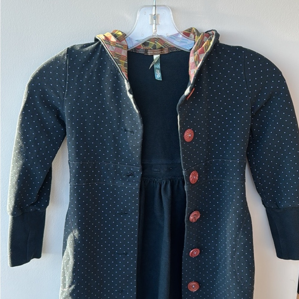 Matilda Jane Navy Top with Light Blue Polka Dots